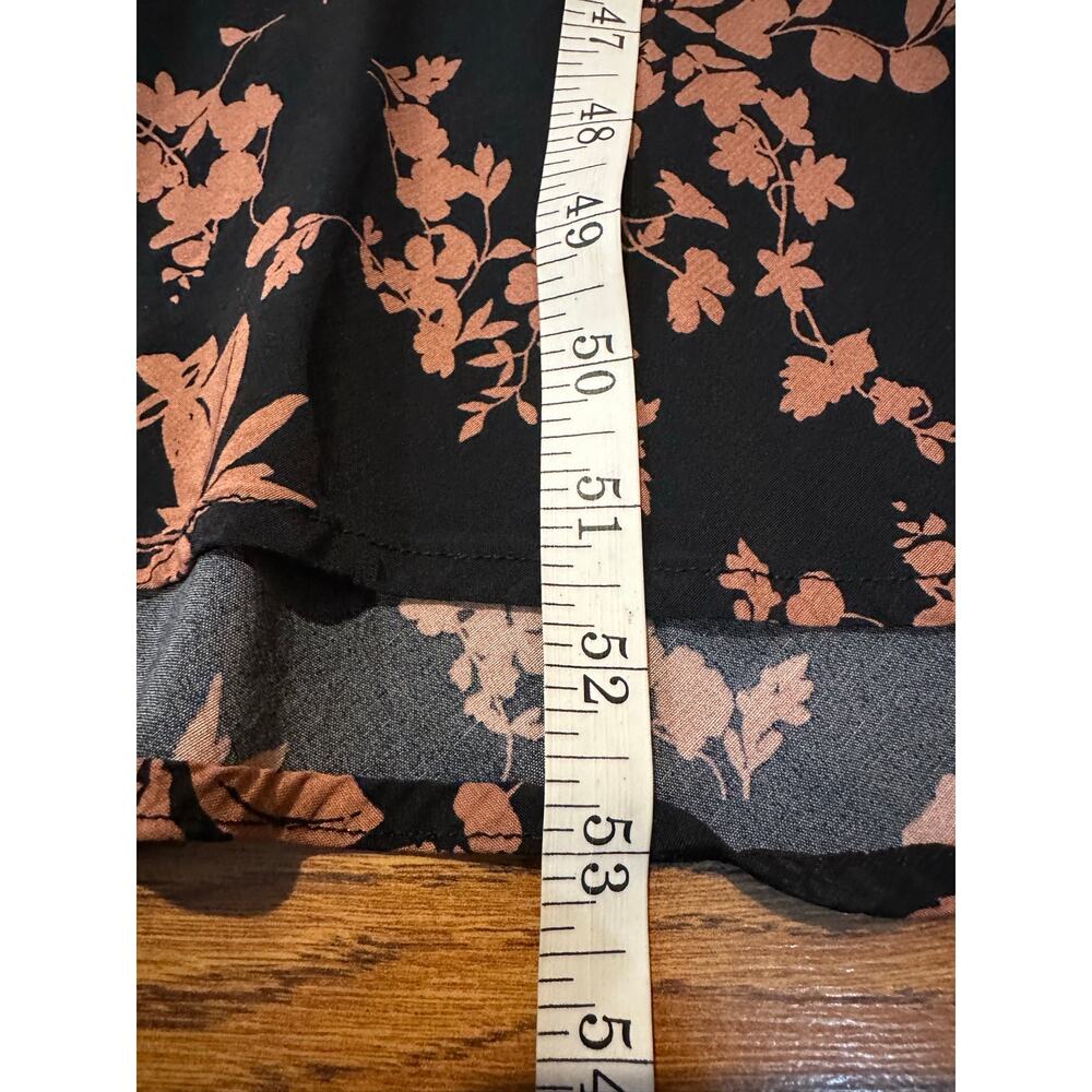 A New Day Floral A-Line Midi Dress Black Pink XL Crepe Flowing Feminine Dress - Picture 10 of 10